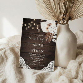 Rustic Wood Boho Tropical Flowers Summer Bröllop Inbjudningar