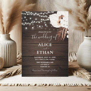 Rustic Wood Boho Tropical Flowers Summer Bröllop Inbjudningar