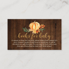 Rustic Wood Bokar för Baby Pumpkin Baby Shower Tilläggskort