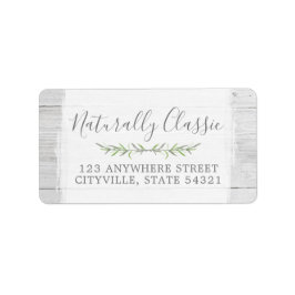 Rustic Wood & Botanical Löv Grenar Grönt Wand Adressetikett