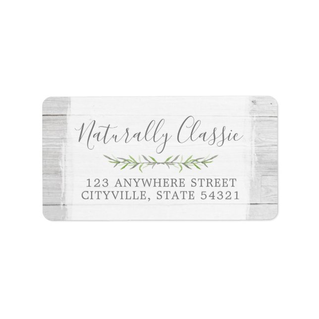 Rustic Wood & Botanical Löv Grenar Grönt Wand Adressetikett (Framsidan)