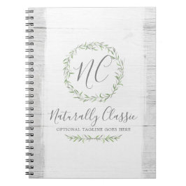 Rustic Wood & Botanical Löv Grenar Grönt Wand Anteckningsbok