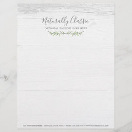 Rustic Wood & Botanical Löv Grenar Grönt Wand Brevhuvud