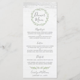 Rustic Wood & Botanical Löv Wand Dinner Menu Meny