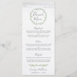 Rustic Wood & Botanical Löv Wand Dinner Menu Meny