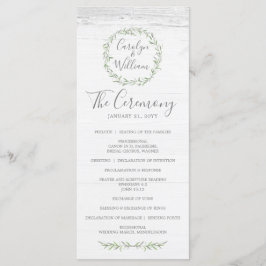 Rustic Wood & Botanical Wandeine Bröllopsprogram Program