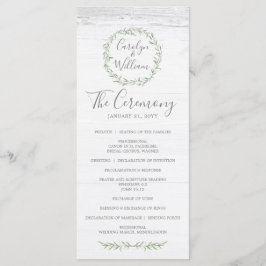 Rustic Wood & Botanical Wandeine Bröllopsprogram Program