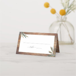 Rustic Wood Botanical Watercolor Herb Bröllop Placeringskort