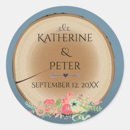 Rustic Wood Bouquet - Circle Sticker Runt Klistermärke
