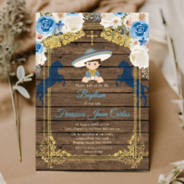 Rustic Wood Boy Baptism Christening-inbjudan Inbjudningar
