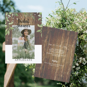 Rustic Wood Bride Photo Möhippa Inbjudningar
