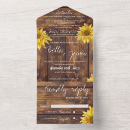 Rustic Wood Bright Solros Monogram Bröllop