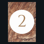 Rustic Wood Bröllop Bordsnummer<br><div class="desc">Den här konstruktionen har en rustik träbakgrund. Den enkla bruna träbakgrunden kompletteras av den vita texten och den moderna rena mittcirkeln inslag som omger titeln. De bruna tonerna i träkornen skapar ett land-skogsodlingens rostbildning. Elegant bröllop-bordsnumret med det moderna inslag. Det finns också möjlighet att matcha bröllopsinbjudningar och andra artiklar i...</div>