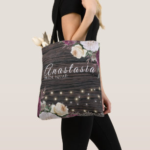 Rustic wood Bröllop Bride squad Tygkasse