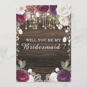 Rustic wood Bröllop kommer att bli min bridesmaid Inbjudningar