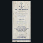 Rustic Wood Bröllop Meny<br><div class="desc">En nautisk tematisk perfekt för strandbröllop och bröllop vid havet! Bär temat för firande till menyn med den här ankartematiska menyn för flottan.</div>