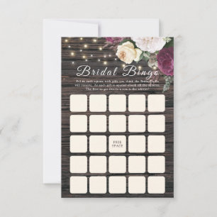 Rustic wood Bröllop Möhippa Bingo