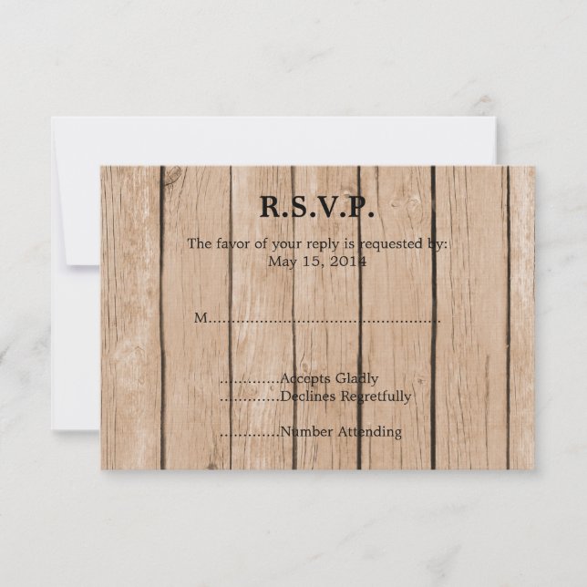 Rustic Wood Bröllop OSA Kort (Framsida)