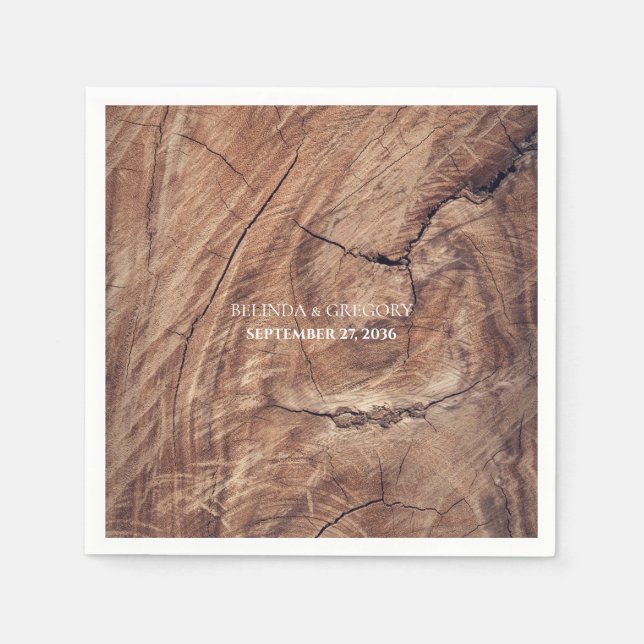 Rustic Wood Bröllop Pappersservett (Framsidan)
