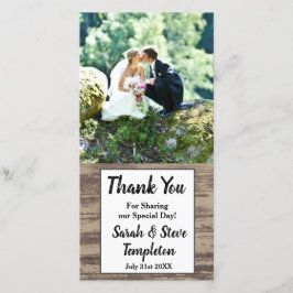 Rustic Wood Bröllop Photo Tack Kort