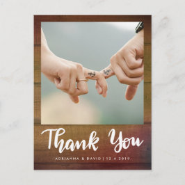 Rustic Wood | Bröllop Photo Tack Script Vykort