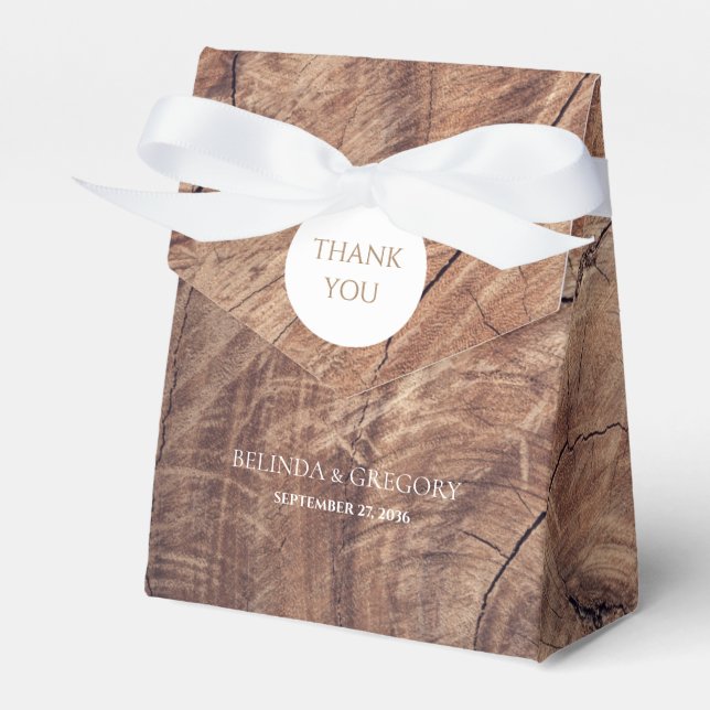 Rustic Wood Bröllop Presentaskar (Framsidan Sidan)