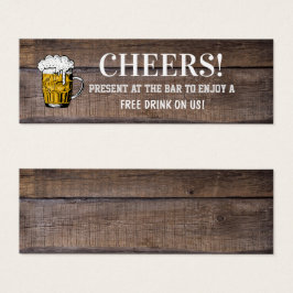 Rustic Wood Bröllop Pub Pub Drink Voucher Biljett