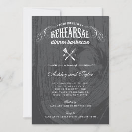 Rustic Wood Bröllop Rehearsal Dinner BBQ Party Inbjudningar