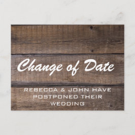 Rustic Wood Bröllop sköt upp ändringsdatum Vykort
