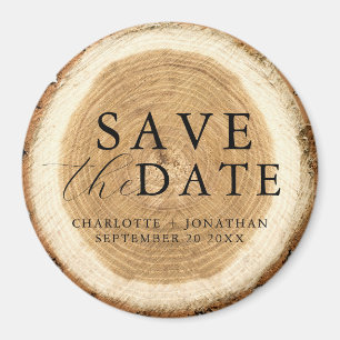Rustic Wood Bröllop spara datum Magnet