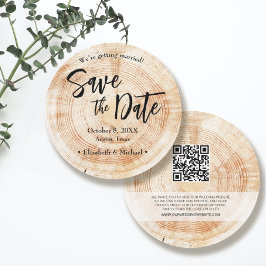 Rustic Wood Bröllop spara datum med webbplats Inv Inbjudningar