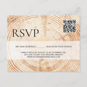 Rustic wood Bröllop webbplats QR code osa Tilläggskort