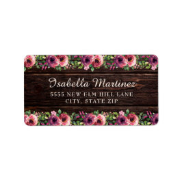 Rustic Wood Burgundy Blommigt Quinceañera Adressetikett