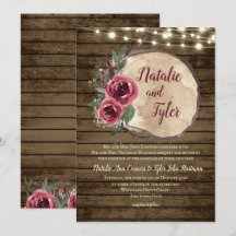 Rustic Wood Burgundy Blommigt|Träd Segce Ljus Wed