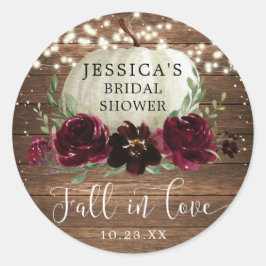 Rustic Wood Burgundy Pumpkin Tack Favor Runt Klistermärke