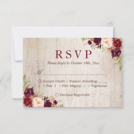 Rustic Wood Burgundy Red Blommigt Bröllop OSA