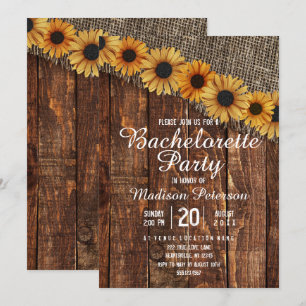 Rustic Wood & Burlap Bachelorette-partiets inbjuda Inbjudningar