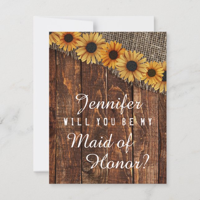 Rustic Wood & Burlap blir min Maid of honor Inbjudningar (Framsida)