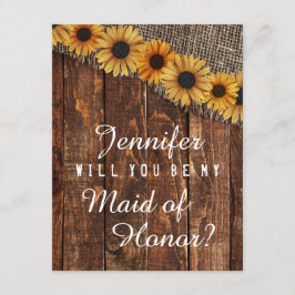 Rustic Wood & Burlap blir min Maid of honor Inbjudningar