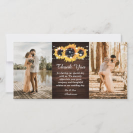 Rustic Wood Burlap Heart Solrosfoto Tack Kort