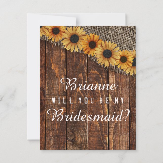 Rustic Wood & Burlap kommer du bli min bridesmaid Inbjudningar (Framsida)