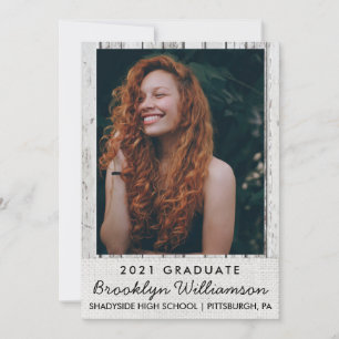 Rustic Wood & Burlap Photo Studenten annons Inbjudningar