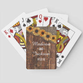 Rustic Wood & Burlap Solrosbröllop-förmån Spel Kort