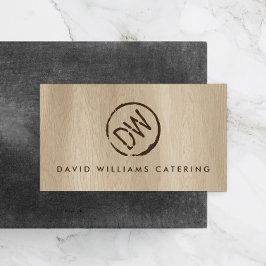 Rustic Wood-Burned Stamped Monogram för Catering 2 Visitkort