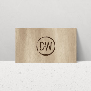 Rustic Wood-Burned Stamped Monogram för Catering Visitkort