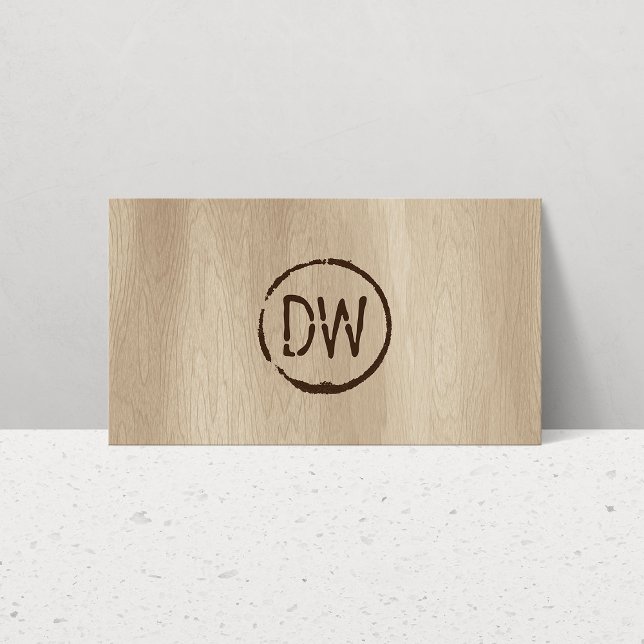 Rustic Wood-Burned Stamped Monogram för Catering Visitkort (Skapare uppladdad)
