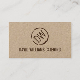 Rustic Wood-Burned Stamped Monogram på Kraft Visitkort