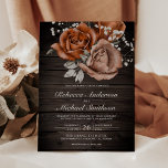 Rustic Wood Burnt Orange Ro Terracotta Bröllop Inbjudningar<br><div class="desc">Akta dina gäster med den här elegant bröllop inbjudan med vacker rost orange ro och modern typografi. Lägg bara till din händelseinformation i den här mallen som är enkel att använda för att göra den till en inbjudan av typen en.</div>