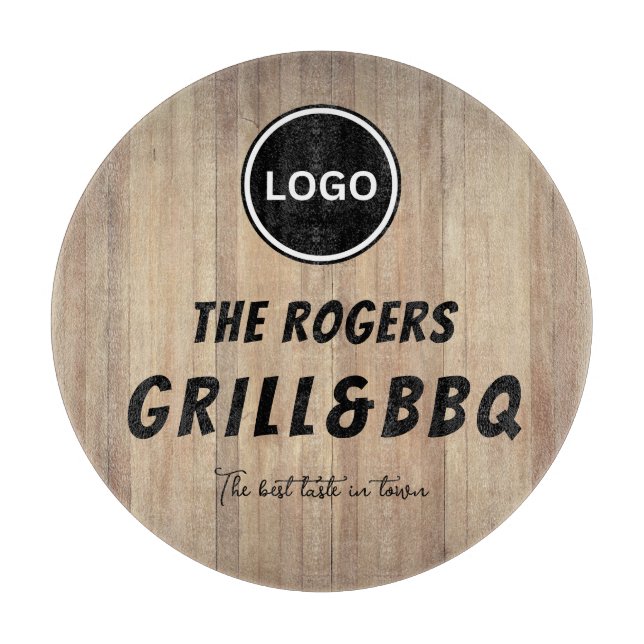 Rustic Wood Business Logotyp Grill & BBQ (Framsidan)