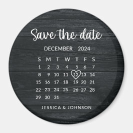 Rustic Wood Calendar Bröllop spara datum Magnet